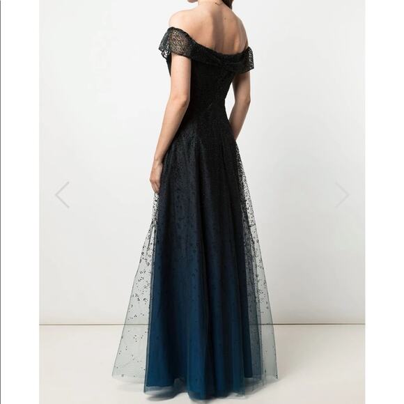 Marchesa Notte Off Shoulder Ombré Dress Blue Size 4 NWT - Picture 2 of 10